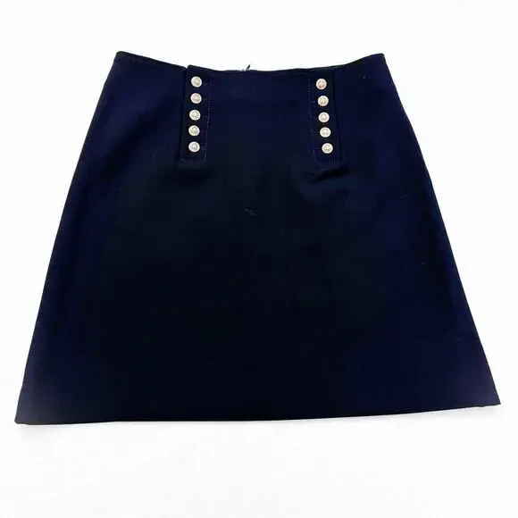 Gerald Darel Front Embellished Button Black Pencil Skirt Size 40 Paris - Picture 1 of 5